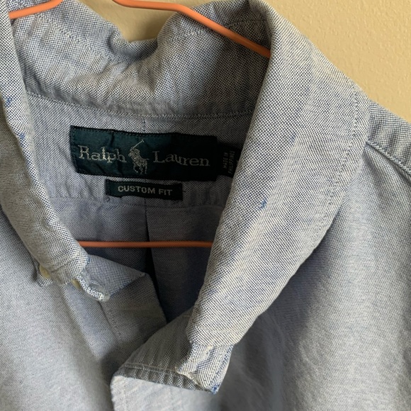 Solid Blue Ralph Lauren Button Down Long Sleeve Shirt - Picture 6 of 6